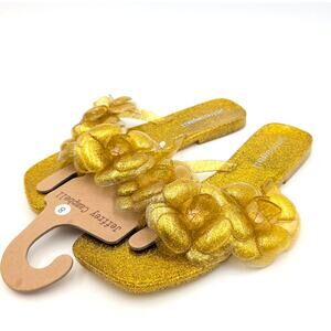 Jeffrey Campbell Fleuris Jelly Flip Flop Thong Sandal Women's Gold Size US8 EU39